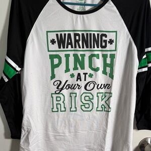 St. Patrick Black, White, and Green Long Sleeve Tee